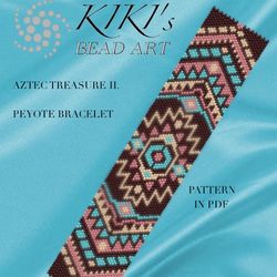 aztec treasure ii. peyote bracelet pattern peyote pattern design in pdf instant download