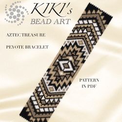 aztec treasure peyote bracelet pattern, peyote pattern design in pdf - instant download