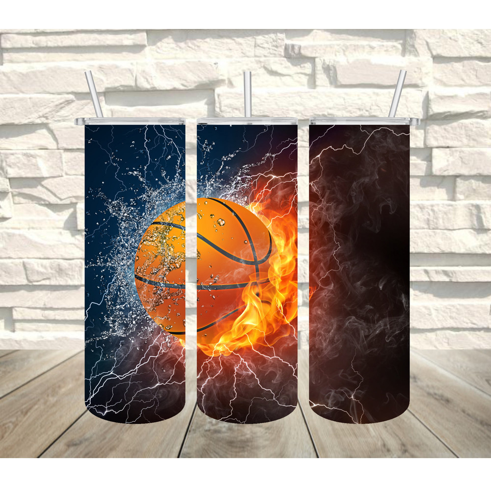 Basketball Flames Tumbler, Basketball Flames Skinny Tumbler, Basketball Tumbler.png