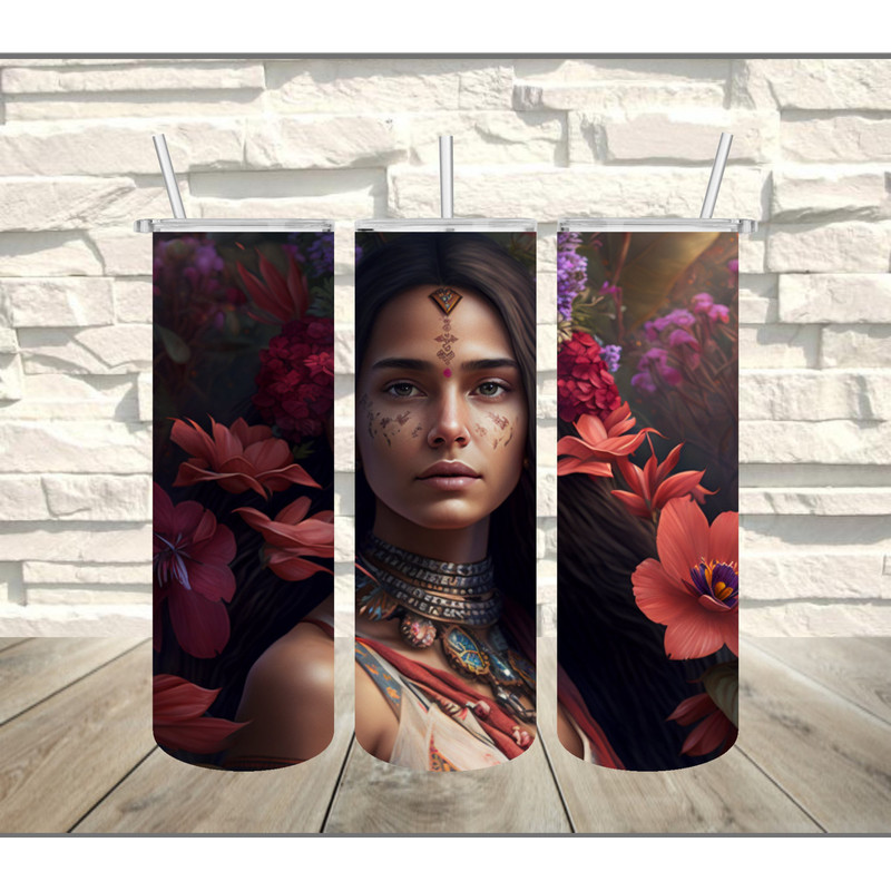 American Beautiful Indian Tumbler, American Beautiful Indian Skinny Tumbler.png