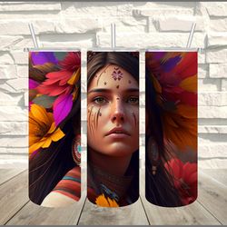 beautiful american indian tumbler, beautiful american indian skinny tumbler