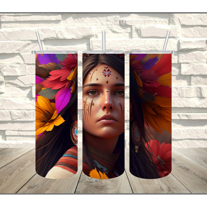 Beautiful American Indian Tumbler, Beautiful American Indian Skinny Tumbler.png