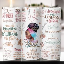 black girl tumbler, black girl skinny tumbler