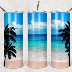 beach summer ocean tumbler, beach summer ocean skinny tumbler