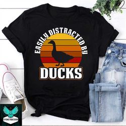 easily distracted by ducks vintage t-shirt, duck shirt, animals lovers shirt, duck lovers shirt, funny duck shirt, meme