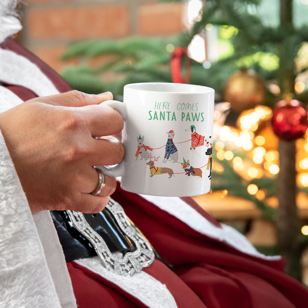 Christmas dog mug Santa paws illustration with sleigh dog lover gift for her dog owner gift for him dog mom gift - 4.jpg