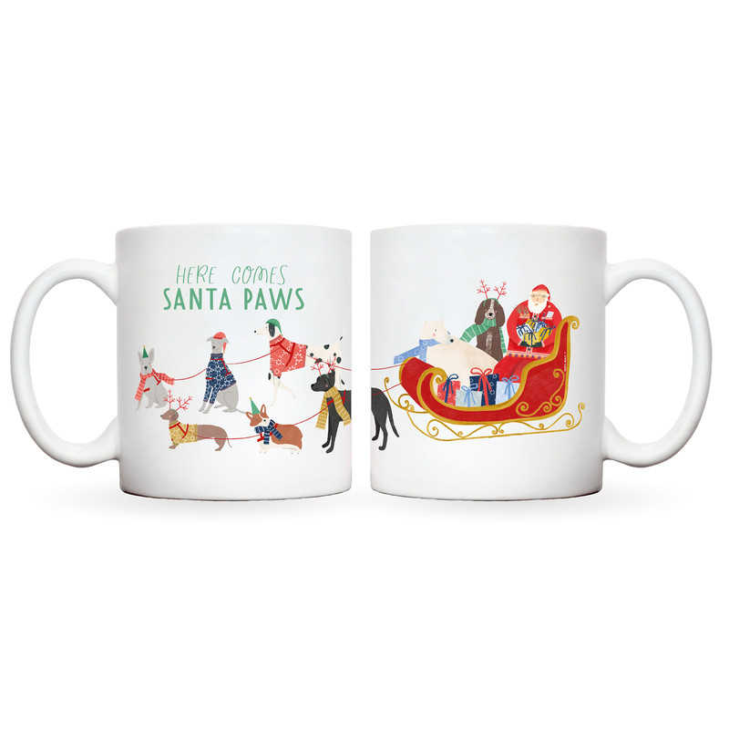 Christmas dog mug Santa paws illustration with sleigh dog lover gift for her dog owner gift for him dog mom gift - 8.jpg