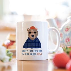 Daddy cool bear mug  illustrated daddy bear fathe
