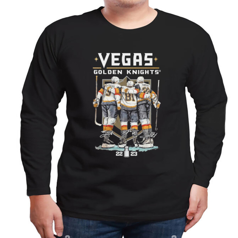 Vegas Hockey Jack Eichel Jonathan Marchessault And Shea Theodore 2023 Signatures Shirt, Shirt For Men Women