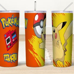 cartoon pokemon mega tumbler, cartoon pokemon tumbler, cartoon pokemon skinny tumbler