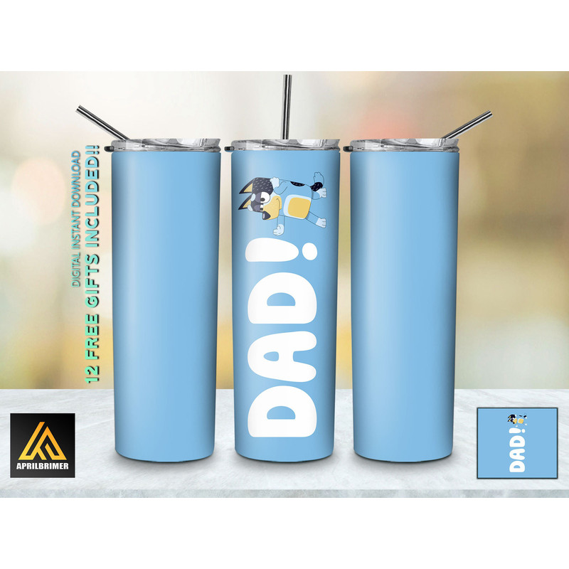 Adventures With Bluey tumbler, Bluey skinny tumbler, Cartoon Characters skinny tumbler.jpg