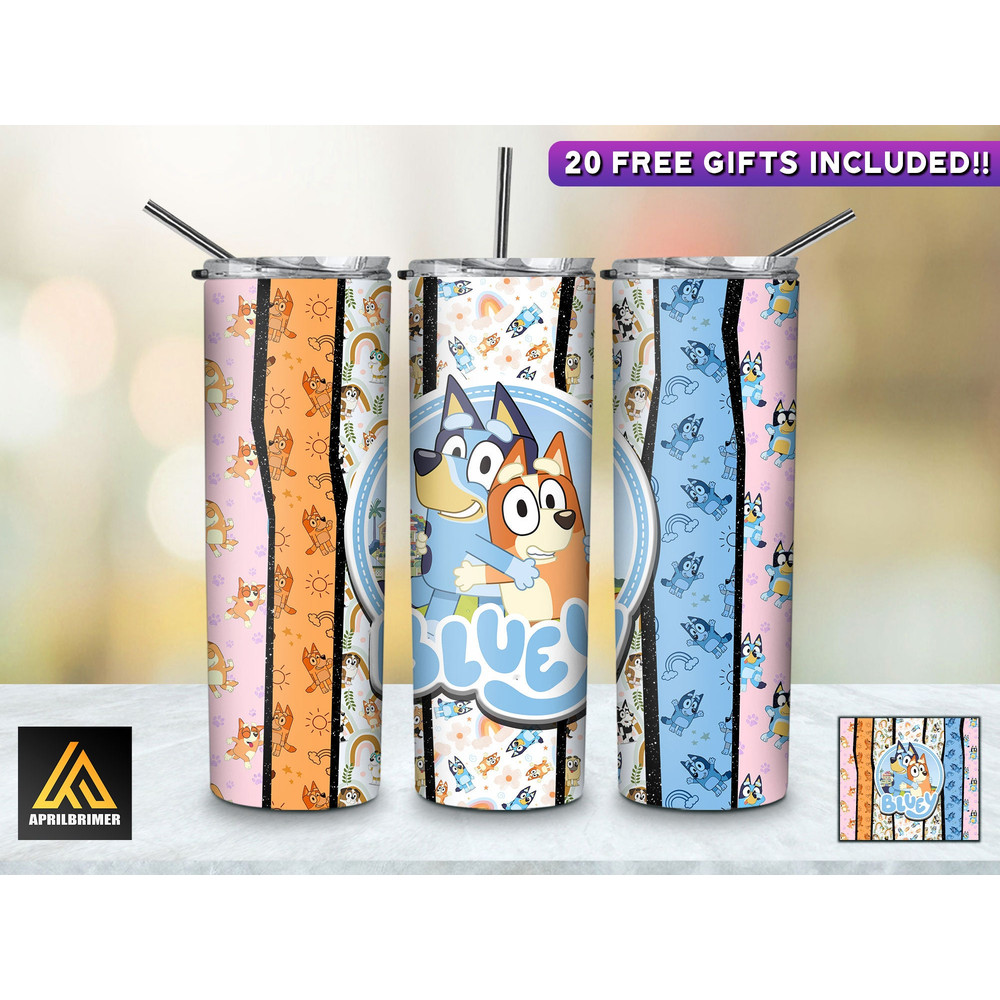 Cheeky Chats Bluey tumbler, Bluey skinny tumbler, Cartoon Characters skinny tumbler.jpg