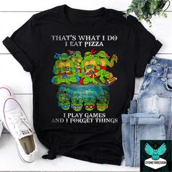 that's what i do i eat pizza i play games and i forget thing vintage t-shirt, tmnt shirt, ninja turtles shirt, teen muta