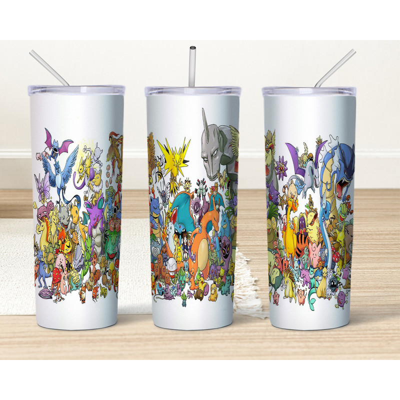 Cartoon 20oz Skinny Tumbler, Sublimation DESIGN, STRAIGHT, Animated Cartoon, Kids Full Tumbler Wrap, PNG, Digital Download.jpg