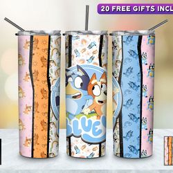 joyful journeys bluey tumbler, bluey skinny tumbler, cartoon characters skinny tumbler