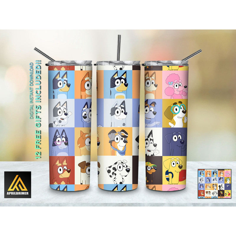 Lessons In Friendship Bluey tumbler, Bluey skinny tumbler, Cartoon Characters skinny tumbler.jpg