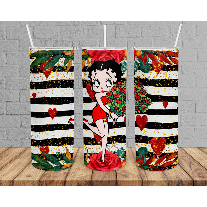 80s Cartoon Betty Tumbler, Betty Boop Tumbler, 80s Cartoon Bett Skinny Tumbler.png