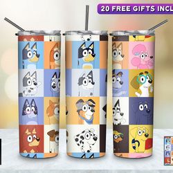 playful pup bluey tumbler tumbler, bluey skinny tumbler, cartoon characters skinny tumbler