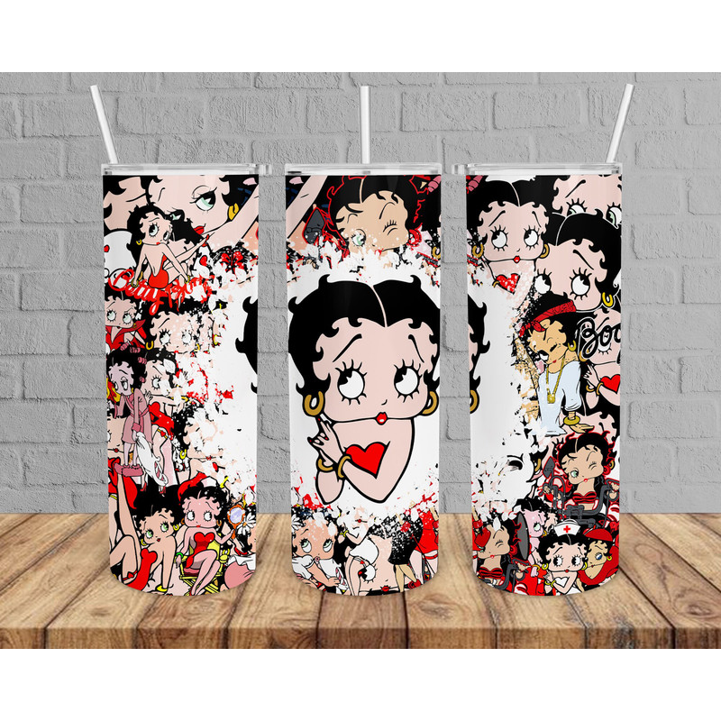 80s Cartoon Betty Tumbler, Betty Boop Tumbler, 80s Cartoon Betty Skinny Tumbler.png