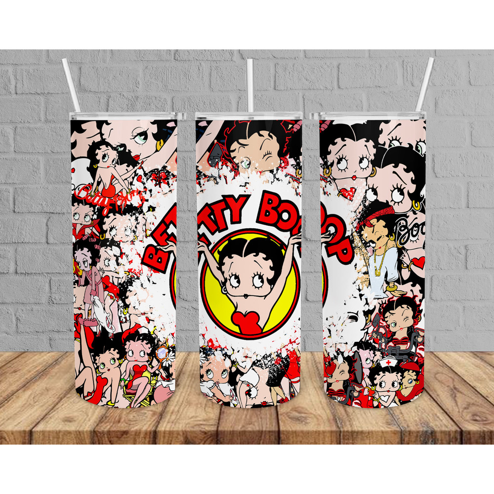 80s Cartoon Betty Tumbler, Betty Boop Tumbler, Lovley Tumbler, 80s Cartoon Skinny Tumbler.png