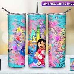 ohana adventures lilo and stitch tumbler, lilo and stitch skinny tumbler, cartoon characters skinny tumbler