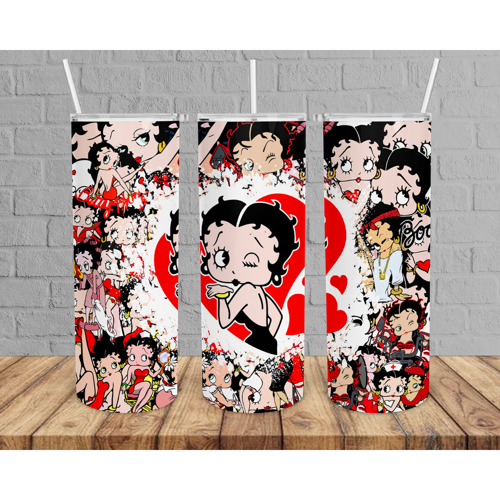80s Cartoon Tumbler, Betty Boop Skinny Tumbler, Lovley Tumbler, Cartoon 80s Tumbler.png