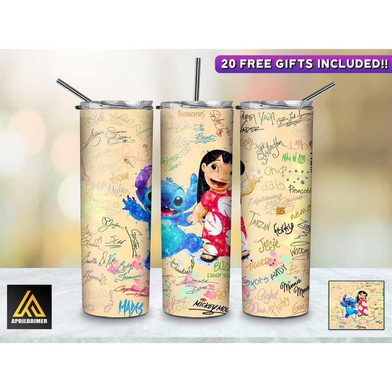 Tropical Troubles Lilo And Stitch Tumbler, Lilo And Stitch Skinny Tumbler, Cartoon Characters Skinny Tumbler.jpg