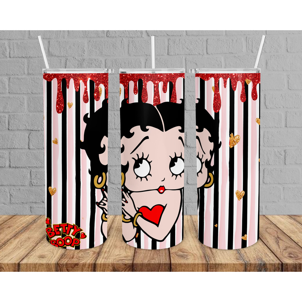 80s Cartoon Tumbler, Betty Boop Skinny Tumbler, Lovley Tumbler, Cartoon Tumbler.png