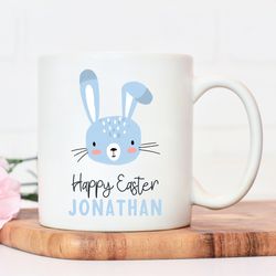 personalised easter gift, blue easter bunny, happ