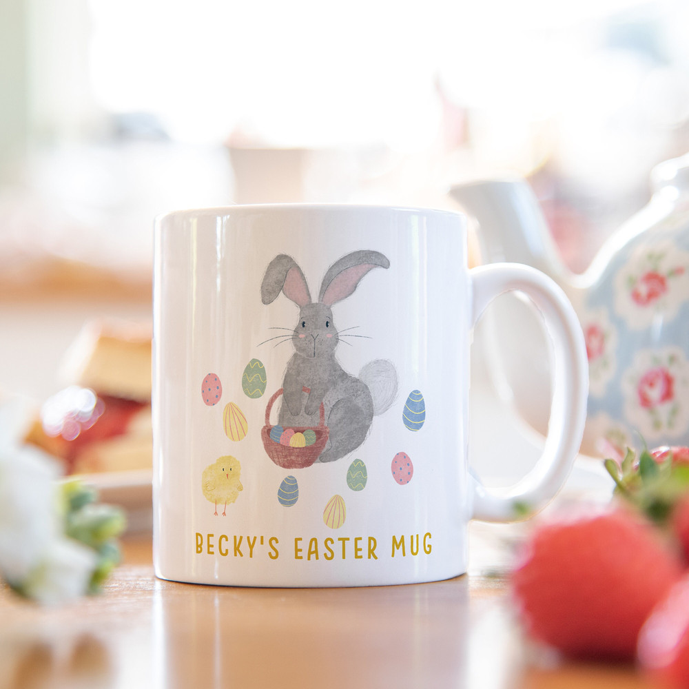 Personalised Easter mug gift Easter bunny mug Easter decor for basket cute hand drawn kids mug Easter cup bunny mug design - 3.jpg