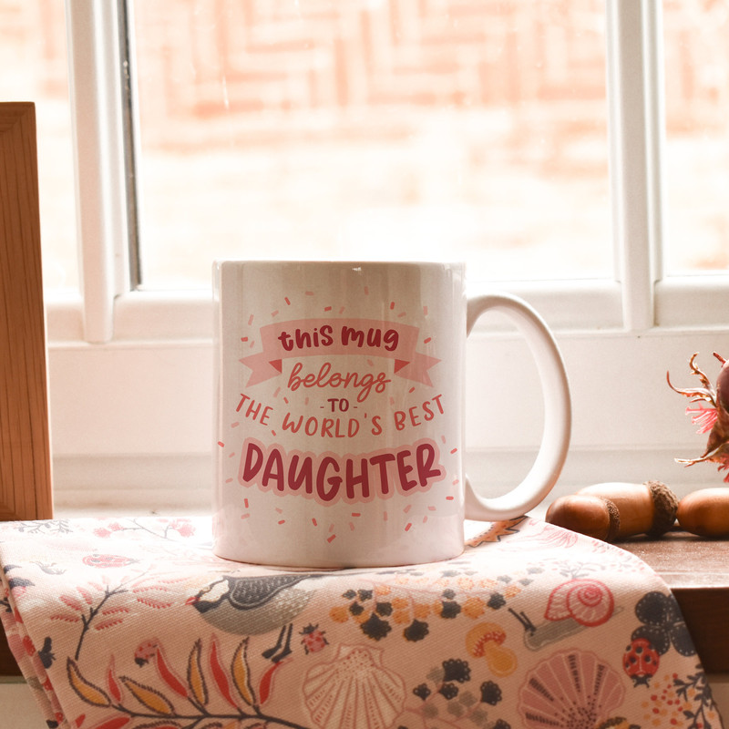 World's Best Daughter Mug, daughter gift, gift for her, gift from mum, pink birthday mug, funny mug, novelty gift, to my daughter - mg063 - 3.jpg