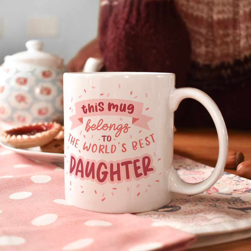 World's Best Daughter Mug, daughter gift, gift for her, gift from mum, pink birthday mug, funny mug, novelty gift, to my daughter - mg063 - 4.jpg
