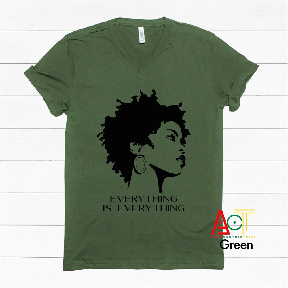 African Clothing For Women - Music V Neck - Black Girl V Neck - Concert V-Neck - Black Power - Black Girl Magic Everything Is Everything - 1.jpg