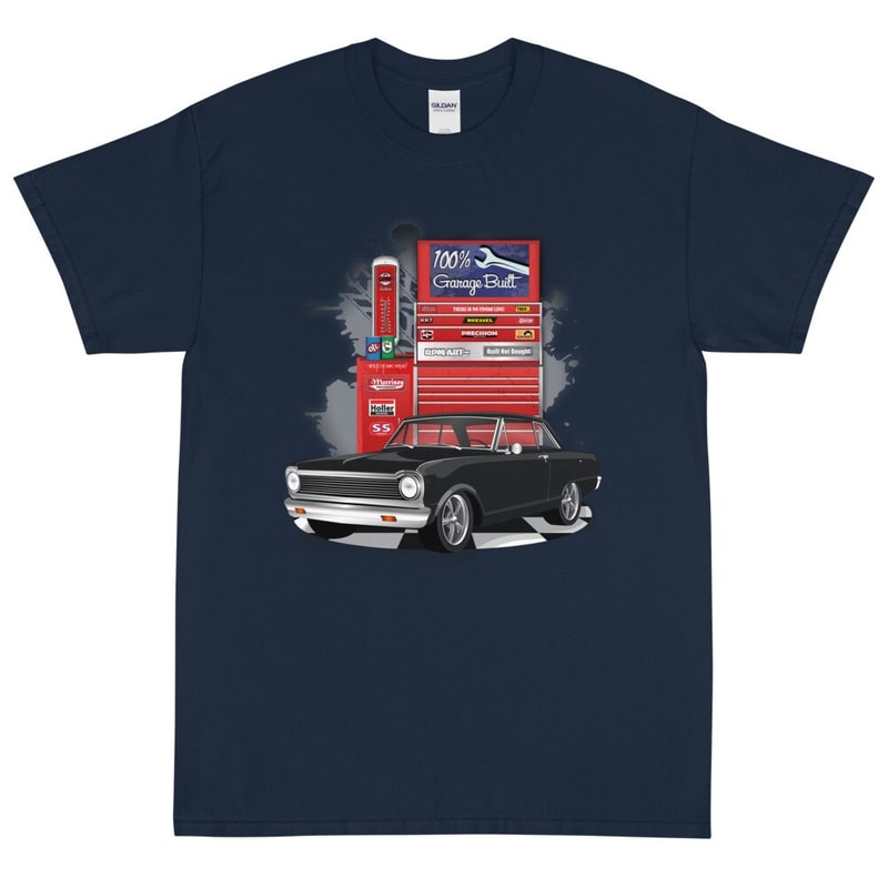 1963 Tuxedo Black Chevrolet Chevy II Nova Garage Built Printed T-Shirt - 3.jpg