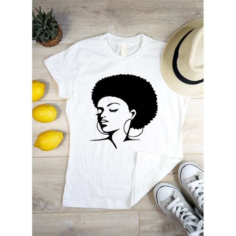 Afro Woman Art T-Shirt Black Woman Shirt, Afro Girl Shirt, Black Lady Shirt, Afro Women T-shirt, Black Woman T-shirt, Black Afro Woman Gift - 1.jpg