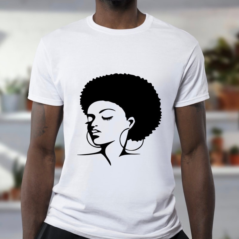 Afro Woman Art T-Shirt Black Woman Shirt, Afro Girl Shirt, Black Lady Shirt, Afro Women T-shirt, Black Woman T-shirt, Black Afro Woman Gift - 2.jpg