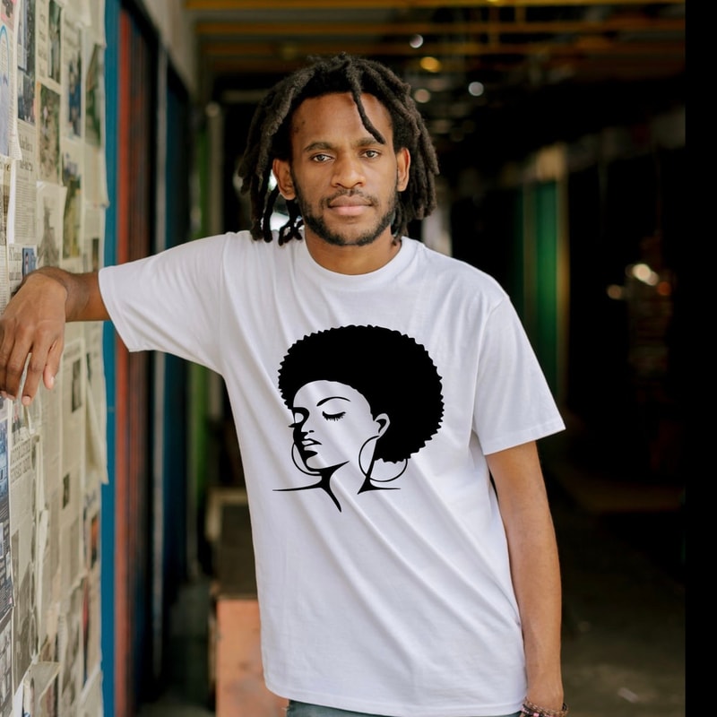 Afro Woman Art T-Shirt Black Woman Shirt, Afro Girl Shirt, Black Lady Shirt, Afro Women T-shirt, Black Woman T-shirt, Black Afro Woman Gift - 3.jpg