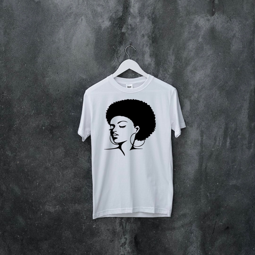 Afro Woman Art T-Shirt Black Woman Shirt, Afro Girl Shirt, Black Lady Shirt, Afro Women T-shirt, Black Woman T-shirt, Black Afro Woman Gift - 5.jpg