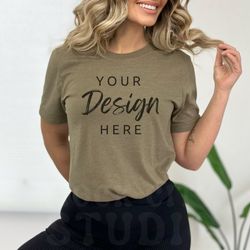 bella canvas 3001 tshirt mockup ,heather olive bella canvas shirt mockup ,green shirt mockups ,tshirt mockup ,tee mockup