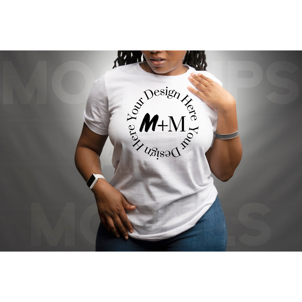 Bella Canvas 3001 White T-Shirt Mock Up Black Woman Mock Up African American Models Woman Lifestyle Black Woman Fashion - 1.jpg