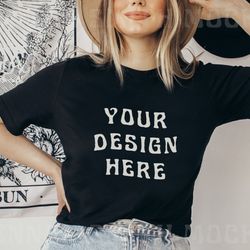black bella canvas 3001 tshirt mockup, bella canvas shirt, tee mockup, model mockup, t-shirt mockup, tshirt mock, bella