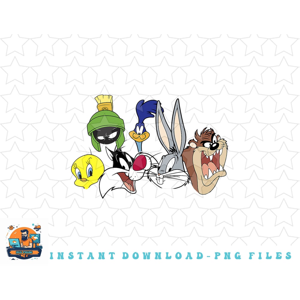 Looney Tunes Group Shot Big Face Line Up png, sublimation, digital download.jpg
