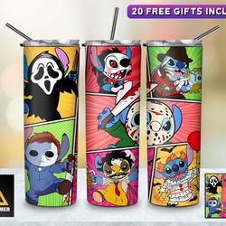 halloween character tumbler,halloween character skinny tumbler,horror character menacing skinny tumbler