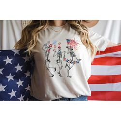 Dancing Skeletons 4th of July Shirt, Patriotic Skeleton Shirts, Dead Inside But Freedom, Happy 4th of July Shirt, Firewo