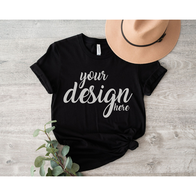 Black Bella Canvas Shirt Mockup 3001 Tshirt Mock Up Stock Photo Tee Mockup SVG Mockup Sublimation JPG Digital Download - 1.jpg