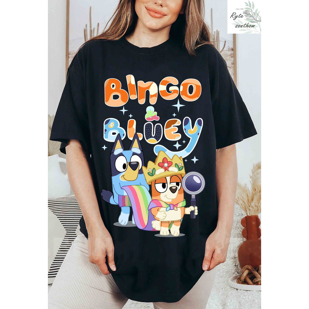 Bingo Queen & Bluey Comfort Colors® Shirt, Bingo Queen and Bluey Premium Shirt, Bingo and Bluey Meme Shirt, Bluey Summer Shirt - 1.jpg