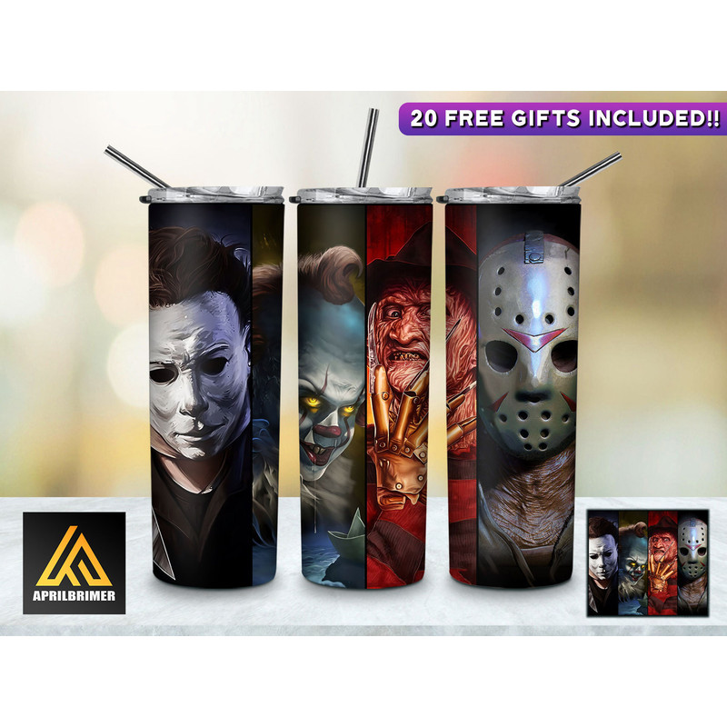 Horror Character Tumbler,Horror Character Skinny Tumbler,Horror Character Showcase Macabre Skinny Tumbler.png
