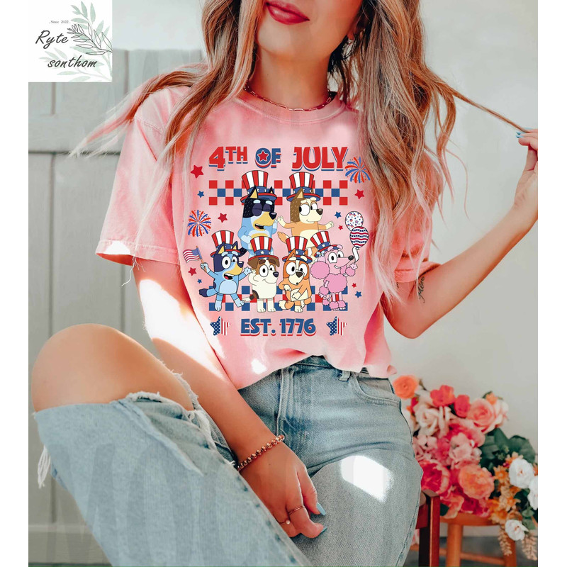 Bluey 4th of July Est 1776 Comfort Colors® Shirt ver 2, Bluey Family and Friends Shirt, Bluey 4th of July Est 1776 Vintage Shirt - 2.jpg