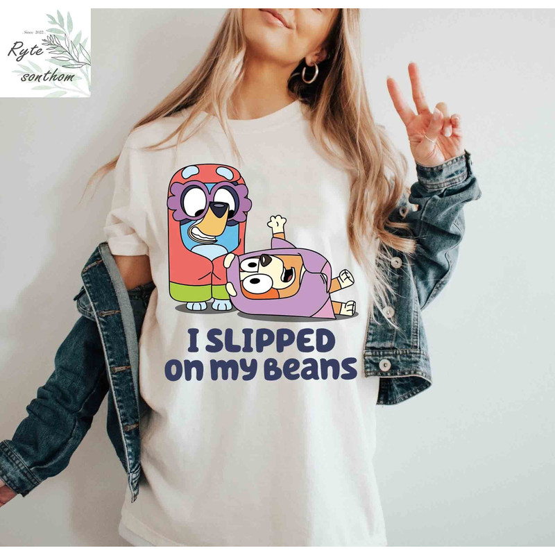 Bluey and Bingo - I Slipped on My Beans Comfort ColorsĀ® Shirt, Bluey Grannies Shirt, Bluey and Bingo Grannies Meme Tee - 1.jpg