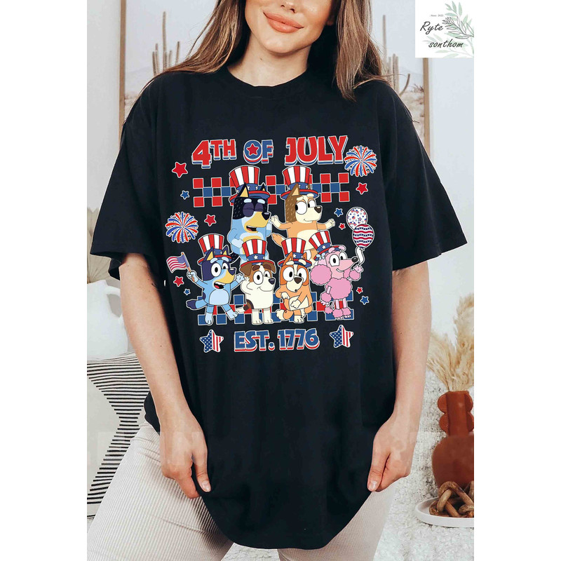 Bluey 4th of July Est 1776 Comfort Colors® Shirt ver 2, Bluey Family and Friends Shirt, Bluey 4th of July Est 1776 Vintage Shirt - 3.jpg